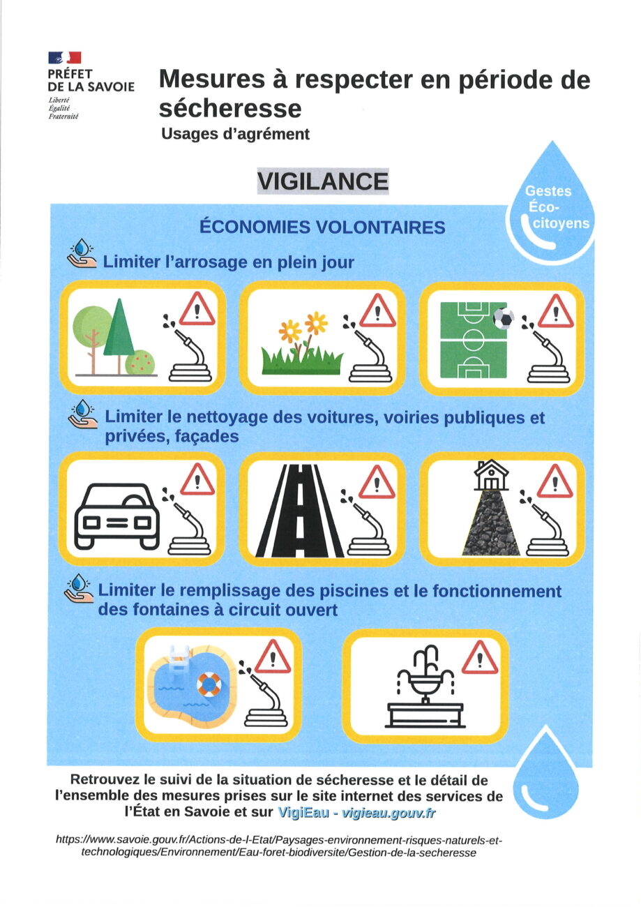 Passage en situation « vigilance » sécheresse de la Savoie