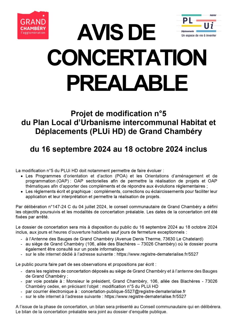 Concertation modification n°5 du PLUi HD