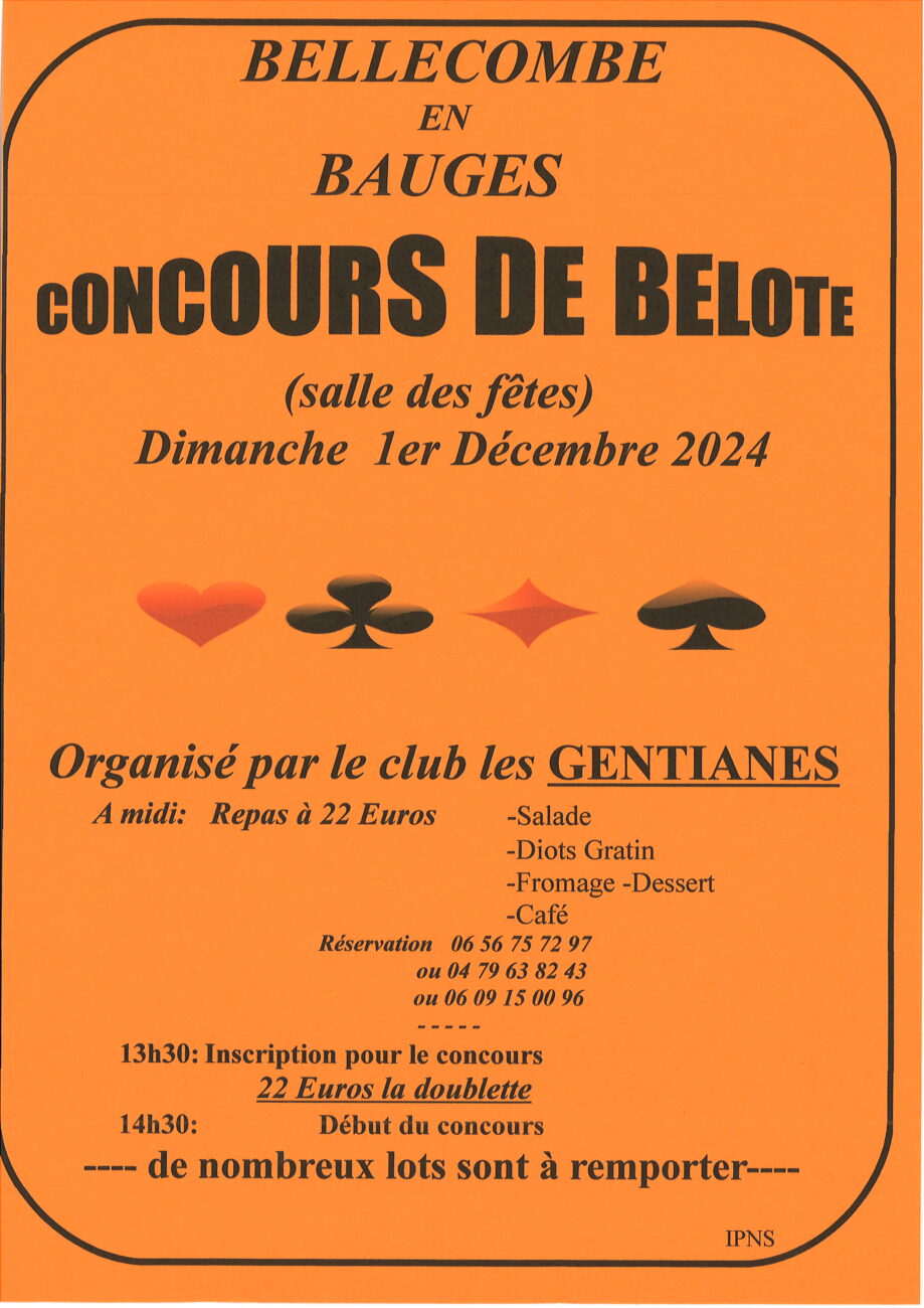 Concours de belote du Club des Gentianes