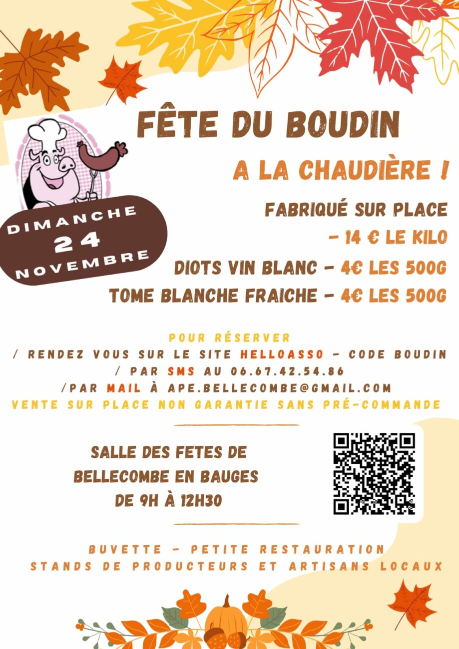 APE : Fête du boudin dimanche 24 novembre